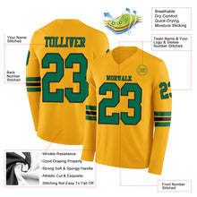 Laden Sie das Bild in den Galerie-Viewer, Custom Gold Kelly Green-Black Long Sleeve Authentic Football Jersey
