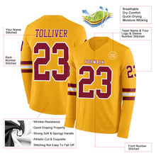 Laden Sie das Bild in den Galerie-Viewer, Custom Gold Crimson-White Long Sleeve Authentic Football Jersey
