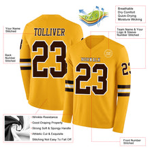 Загрузить изображение в средство просмотра галереи, Custom Gold Brown-White Long Sleeve Authentic Football Jersey
