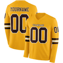 Загрузить изображение в средство просмотра галереи, Custom Gold Brown-White Long Sleeve Authentic Football Jersey
