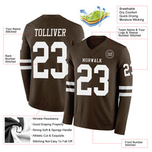 Laden Sie das Bild in den Galerie-Viewer, Custom Brwon White Long Sleeve Authentic Football Jersey
