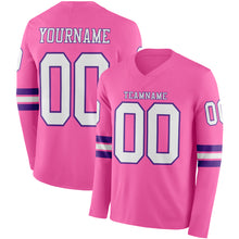 Charger l&#39;image dans la galerie, Custom Pink White-Purple Long Sleeve Authentic Football Jersey
