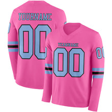 Charger l&#39;image dans la galerie, Custom Pink Light Blue-Black Long Sleeve Authentic Football Jersey
