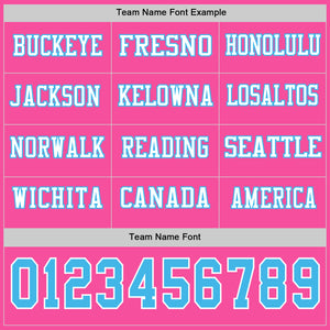 Custom Pink Sky Blue-White Long Sleeve Authentic Football Jersey