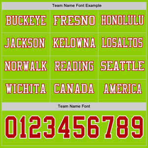 Custom Neon Green Red-White Long Sleeve Authentic Football Jersey