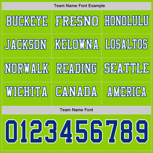 Custom Neon Green Royal-White Long Sleeve Authentic Football Jersey
