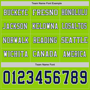 Custom Neon Green Navy-White Long Sleeve Authentic Football Jersey