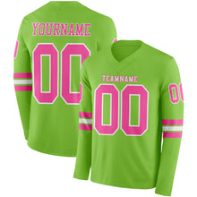 Charger l&#39;image dans la galerie, Custom Neon Green Pink-White Long Sleeve Authentic Football Jersey

