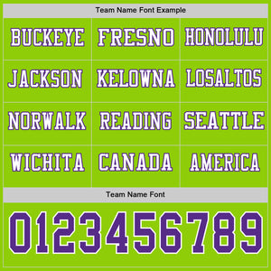 Custom Neon Green Purple-White Long Sleeve Authentic Football Jersey