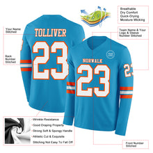 Charger l&#39;image dans la galerie, Custom Panther Blue White-Orange Long Sleeve Authentic Football Jersey
