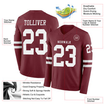 Charger l&#39;image dans la galerie, Custom Burgundy White Long Sleeve Authentic Football Jersey
