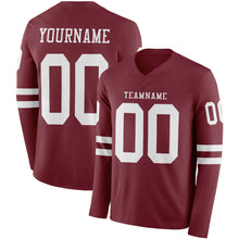 Charger l&#39;image dans la galerie, Custom Burgundy White Long Sleeve Authentic Football Jersey
