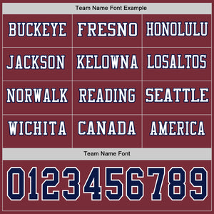 Custom Burgundy Navy-White Long Sleeve Authentic Football Jersey