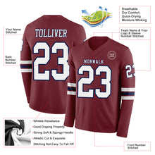 Charger l&#39;image dans la galerie, Custom Burgundy White-Navy Long Sleeve Authentic Football Jersey
