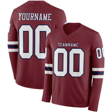 Charger l&#39;image dans la galerie, Custom Burgundy White-Navy Long Sleeve Authentic Football Jersey

