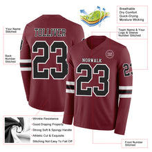 Charger l&#39;image dans la galerie, Custom Burgundy Black-White Long Sleeve Authentic Football Jersey
