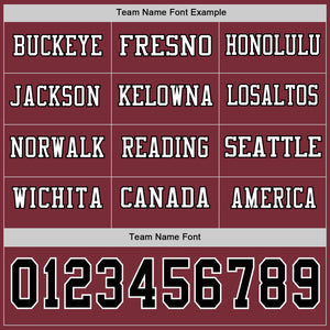 Custom Burgundy Black-White Long Sleeve Authentic Football Jersey