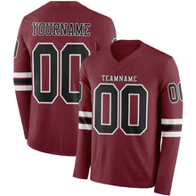 Charger l&#39;image dans la galerie, Custom Burgundy Black-White Long Sleeve Authentic Football Jersey
