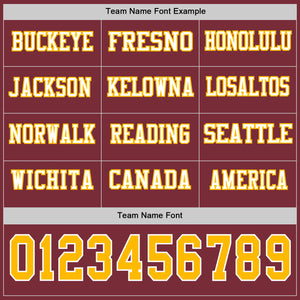 Custom Burgundy Gold-White Long Sleeve Authentic Football Jersey