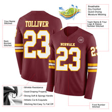 Charger l&#39;image dans la galerie, Custom Burgundy White-Gold Long Sleeve Authentic Football Jersey
