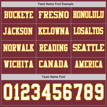 Charger l&#39;image dans la galerie, Custom Burgundy White-Gold Long Sleeve Authentic Football Jersey
