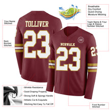 Charger l&#39;image dans la galerie, Custom Burgundy White-Old Gold Long Sleeve Authentic Football Jersey
