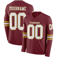 Charger l&#39;image dans la galerie, Custom Burgundy White-Old Gold Long Sleeve Authentic Football Jersey
