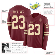 Charger l&#39;image dans la galerie, Custom Burgundy Cream Long Sleeve Authentic Football Jersey
