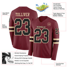 Charger l&#39;image dans la galerie, Custom Burgundy Black-Cream Long Sleeve Authentic Football Jersey
