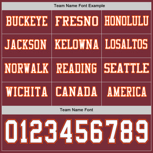 Custom Burgundy White-Orange Long Sleeve Authentic Football Jersey