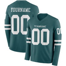 Charger l&#39;image dans la galerie, Custom Midnight Green White Long Sleeve Authentic Football Jersey
