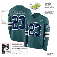 Charger l&#39;image dans la galerie, Custom Midnight Green Navy-White Long Sleeve Authentic Football Jersey
