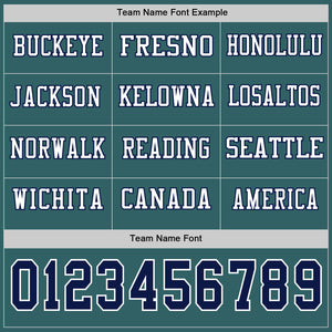 Custom Midnight Green Navy-White Long Sleeve Authentic Football Jersey
