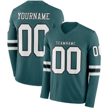 Charger l&#39;image dans la galerie, Custom Midnight Green White-Black Long Sleeve Authentic Football Jersey
