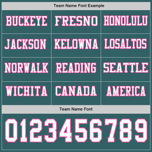 Custom Midnight Green White-Pink Long Sleeve Authentic Football Jersey