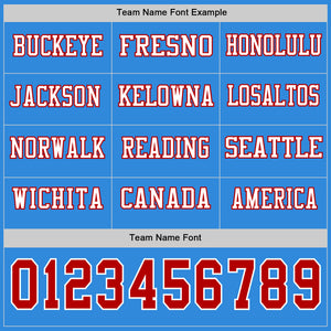 Custom Powder Blue Red-White Long Sleeve Authentic Football Jersey