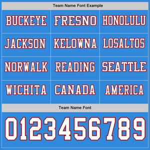Custom Powder Blue White-Red Long Sleeve Authentic Football Jersey