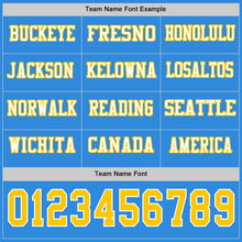 Charger l&#39;image dans la galerie, Custom Powder Blue Yellow-White Long Sleeve Authentic Football Jersey
