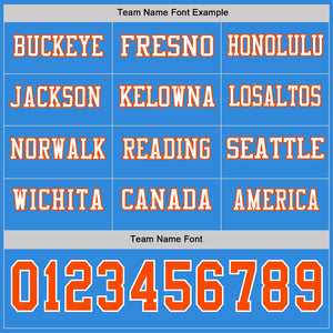 Custom Powder Blue Orange-White Long Sleeve Authentic Football Jersey