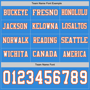 Custom Powder Blue White-Orange Long Sleeve Authentic Football Jersey