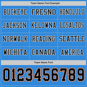 Custom Powder Blue Black White-Orange Long Sleeve Authentic Football Jersey