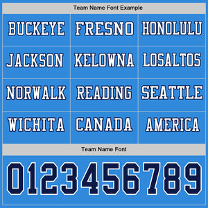 Custom Powder Blue Navy-White Long Sleeve Authentic Football Jersey