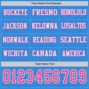 Custom Powder Blue Pink-White Long Sleeve Authentic Football Jersey