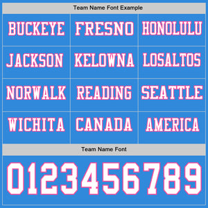 Custom Powder Blue White-Pink Long Sleeve Authentic Football Jersey