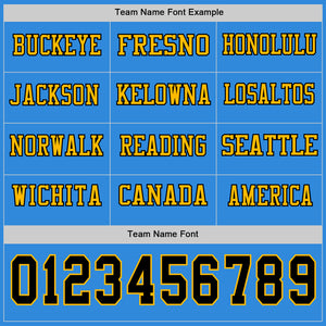 Custom Powder Blue Black-Gold Long Sleeve Authentic Football Jersey
