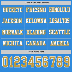 Custom Powder Blue Old Gold-White Long Sleeve Authentic Football Jersey