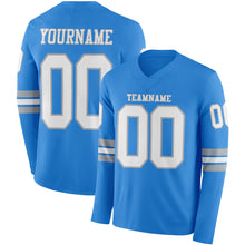 Charger l&#39;image dans la galerie, Custom Powder Blue White-Gray Long Sleeve Authentic Football Jersey
