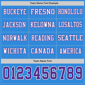Custom Powder Blue Purple-White Long Sleeve Authentic Football Jersey