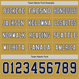 Custom Old Gold Navy-White Long Sleeve Authentic Football Jersey