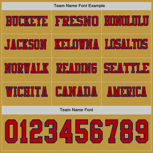 Custom Old Gold Red-Navy Long Sleeve Authentic Football Jersey